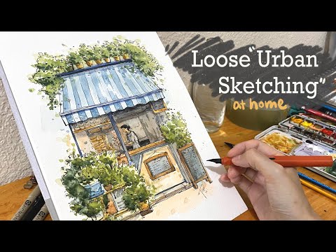 Loose Ink amp Watercolor Sketching Tutorial l How to Sketch a Caf