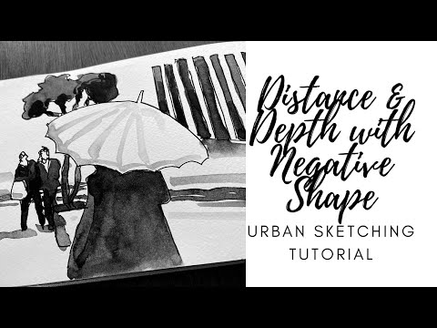 EASY Distance and Depth with Negative Shape  Urban Sketching Tutorial 12 min