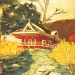 modern impressionism landscapes_red pagoda on hillside