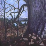 modern impressionism landscapes_ruins beside large tree
