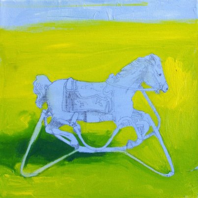 rocking_horse _in_yard_painting_by_Glenn_Merchant