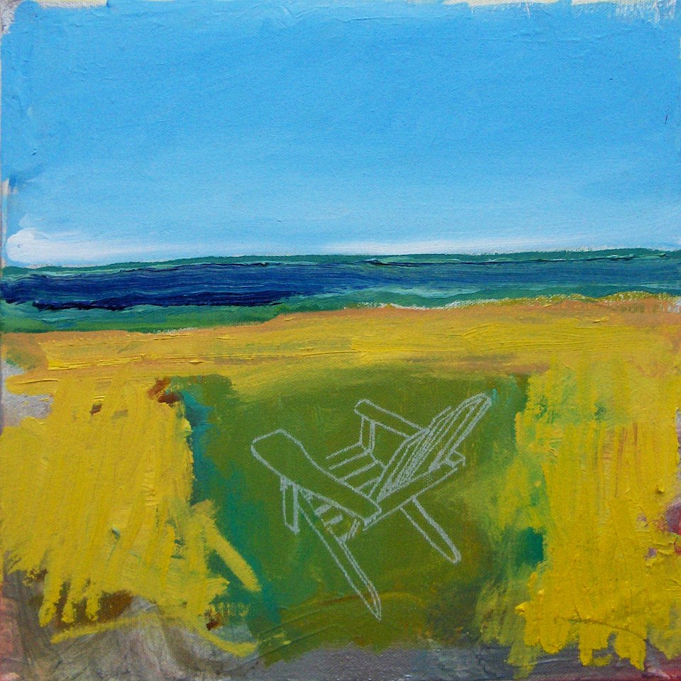 chair and wheatfield and sea painting by glenn merchant